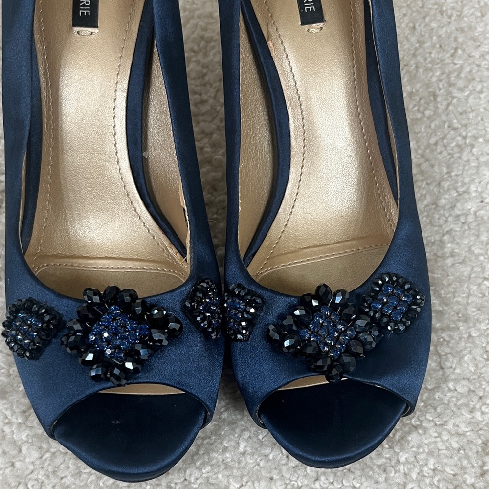 Alex Marie Midnight Blue Embellished Heels with open toe